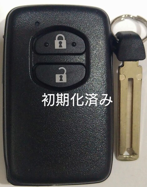 初期化済トヨタ純正 スマートキー 2ボタンプリウスアクアヴィッツウィッシュ基盤番号271451-5300ノーカットキー付き新品電池サービス27