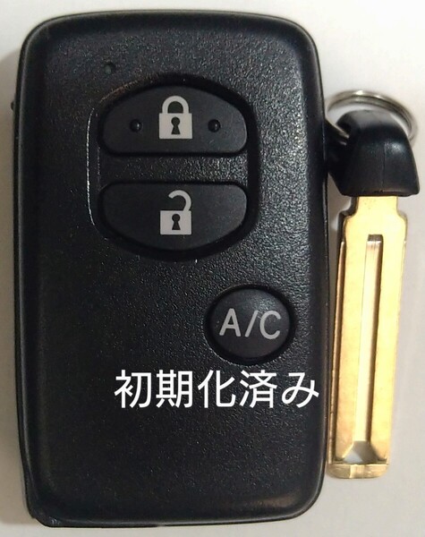 初期化済トヨタ純正スマートキー3ボタン プリウス30ハイブリッド 基盤番号271451−5300ノーカットキー付き 新品電池サービス27