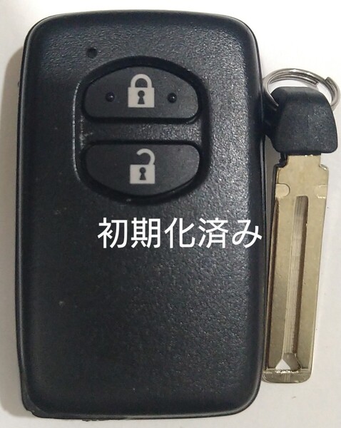 初期化済トヨタ純正 スマートキー 2ボタンプリウスアクアヴィッツウィッシュ基盤番号271451-5300ノーカットキー付き新品電池サービス7