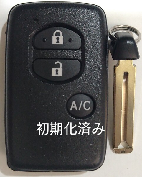 初期化済トヨタ純正スマートキー3ボタン プリウス30ハイブリッド 基盤番号271451−5300ノーカットキー付き 新品電池サービス26