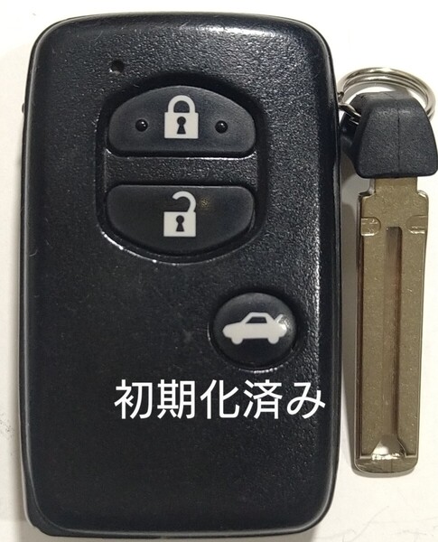 初期化済トヨタ純正スマートキー3ボタン ノーカットキー付き 86 マークX SAI等 基盤番号271451−5300 新品電池サービス26