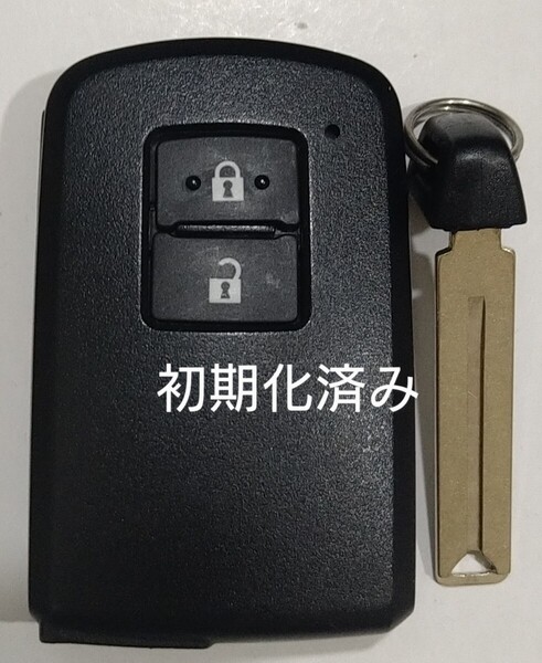 初期化済トヨタ純正スマートキー 2ボタンオーリス プリウスa黒カバー001YUA1118 14FAA-02ノーカットキー付き新品電池サービス4