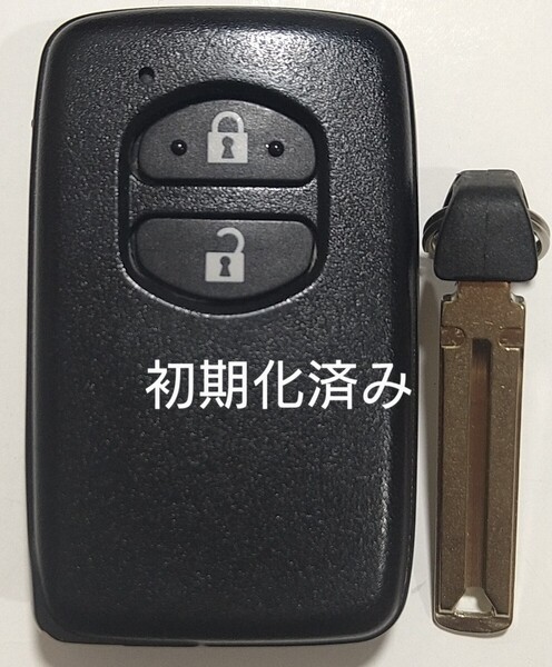 初期化済トヨタ純正 スマートキー 2ボタンプリウスアクアヴィッツウィッシュ基盤番号271451-5300ノーカットキー付き新品電池サービス23