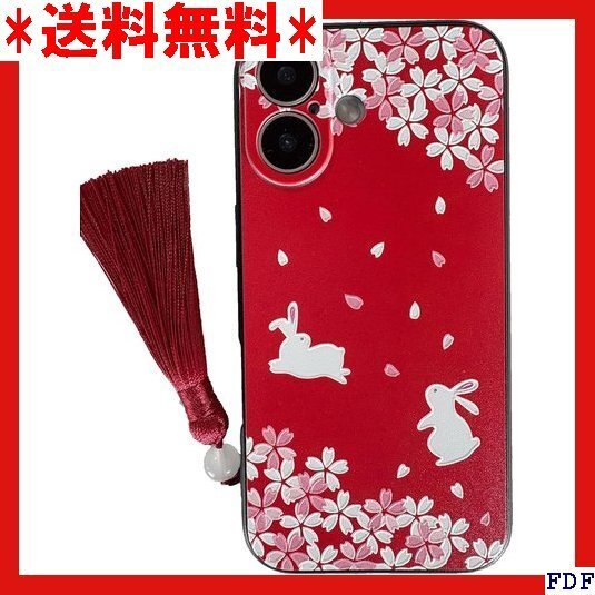 ☆人気商品☆ B007 KOLO ウサギと桜 iPhone 16 ケース iP ース スマホカバー カバー 赤 iPhon 114