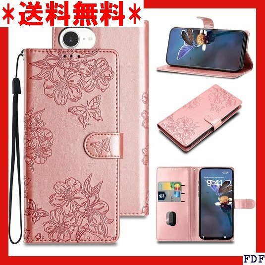 ☆人気商品☆ B009 iPhone 16E ケース 手帳型 iPhone 1 6.1 inch 軽量 耐衝撃 - ローズゴ 19