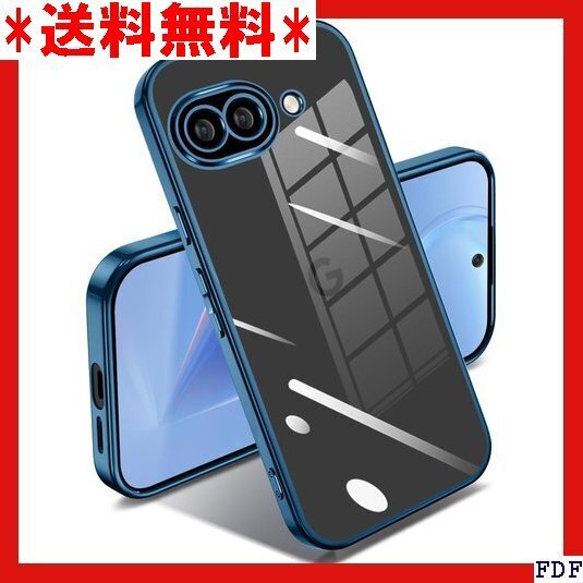 ☆数量限定☆ Google Pixel 9a ケース クリア 耐衝撃 PU 柔 い ワイヤレス充電 人気 保護カバー ブルー 14