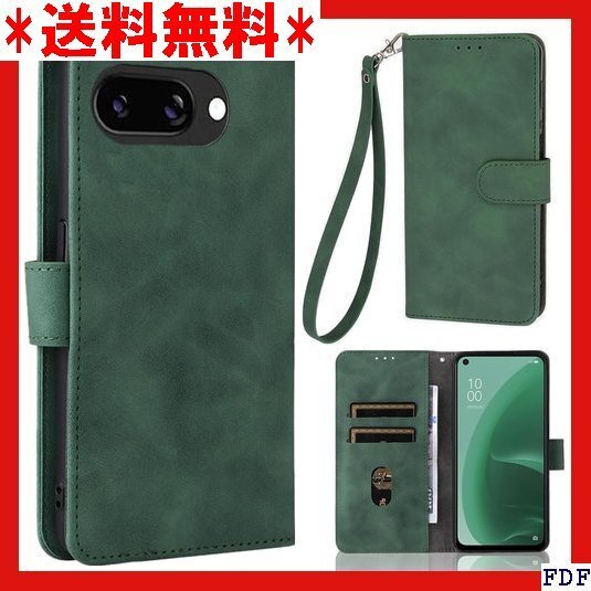 ☆数量限定☆ Google Pixel 9a ケース 手帳型 ストラ ース つ 落ち着いた色 ダークグリーン エメラルド 166
