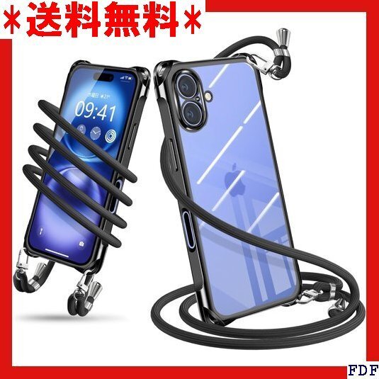 ☆人気商品☆ B012 iPhone 16 ケース ショルダー クリア iPh 落下防止 紛失防止 ワイヤレス充電対応 ブ 58