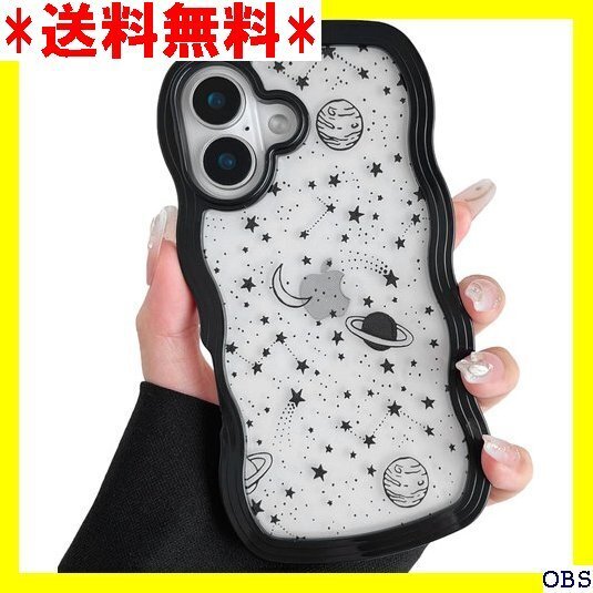 ☆人気☆ B021 ZTOFERA iPhone 16 用波状のケース お パ ス 画面レンズ保護 透明 携帯カバー ブラッ 12