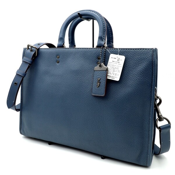 送料無料 新品未使用 COACH コーチ メンズ ブリーフケース ビジネスバッグ ローグ ブリーフ グラブタン レザー 11104 ネイビー