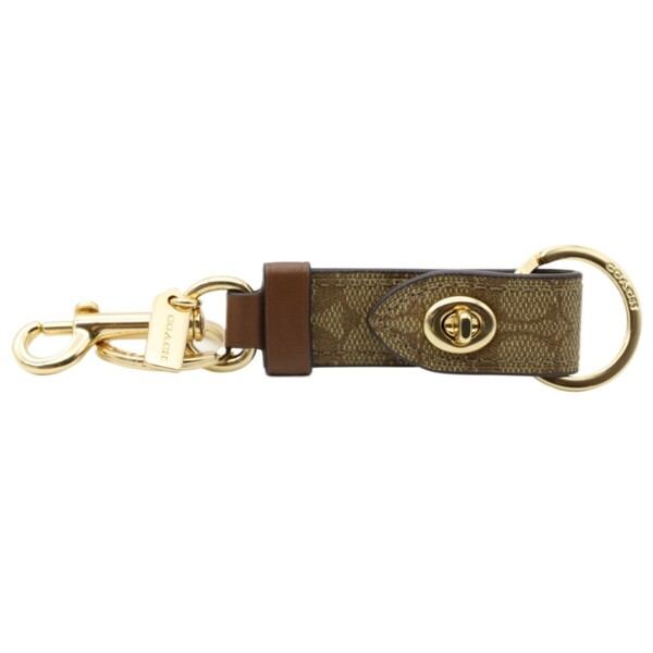送料無料 美品 COACH コーチ メンズ レディース キーホルダー トリガー スナップ バッグチャーム シグネチャー キャンバス F49314 ベージュ