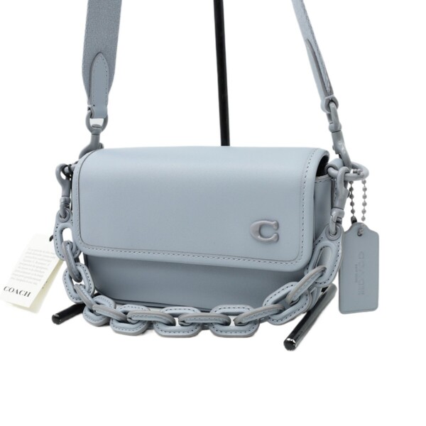 送料無料 新品未使用 COACH コーチ メンズ ショルダーバッグ チャーター フラップ レザー クロスボディー 18 CR755 グレー