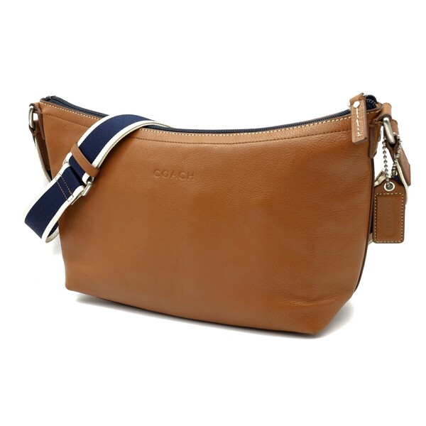 送料無料 美品 COACH コーチ メンズ ショルダーバッグ ヘリテージ ウェブ レザー スモール クロスボディー F70559 ブラウン