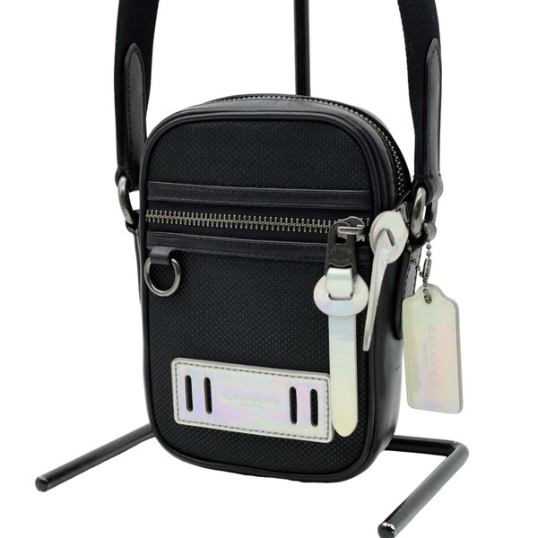 送料無料 超美品 COACH コーチ メンズ ショルダーバッグ テレイン クロスボディー リフレクター F89176 ブラック