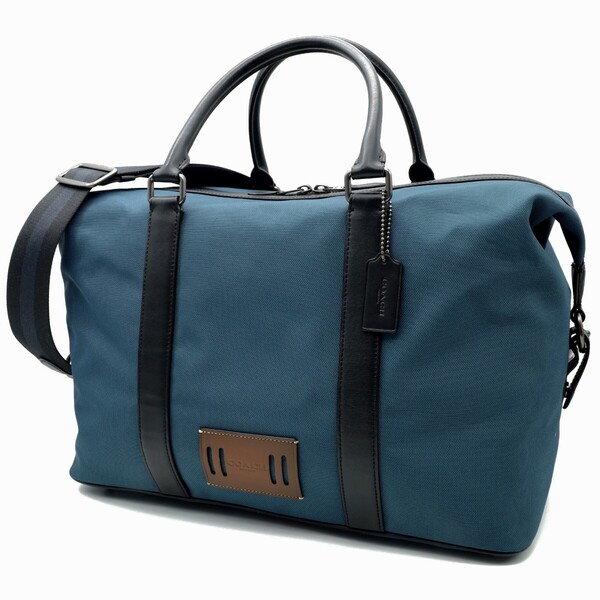送料無料 超美品 COACH コーチ メンズ ボストンバッグ ボイジャー ダッフル トラベルバッグ コーデュラ F27610 ブルー 旅行