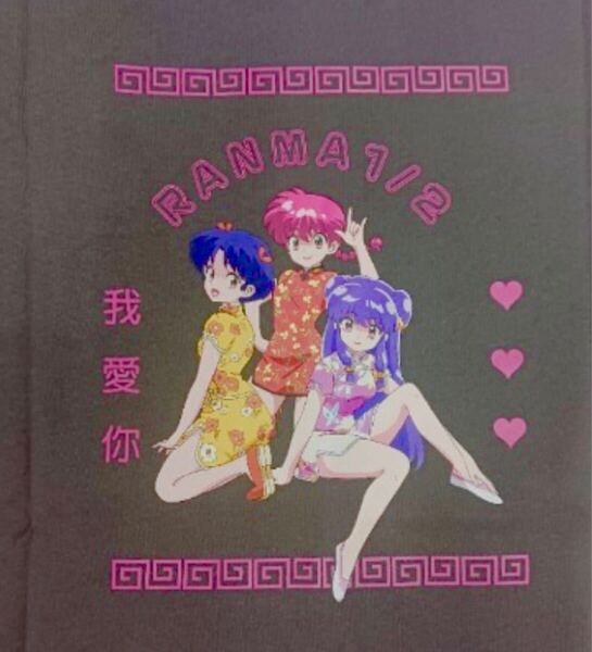 新品 タグ付き らんま1/2 女らんま 早乙女乱馬 天道あかね シャンプー 半袖Tシャツ ダークグレー Mサイズ カットソー バックプリント