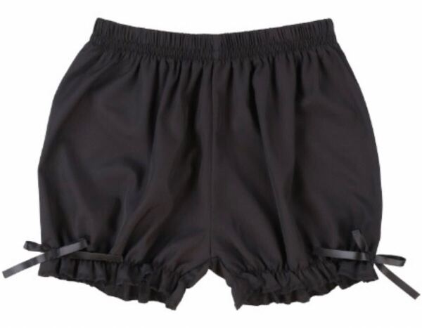 新品 かぼちゃパンツ 黒 L-LLサイズ リボン付き S-Mサイズに変更可 ペチコート レディース ドロワーズ 見せパン ペチパンツ インナーパンツ