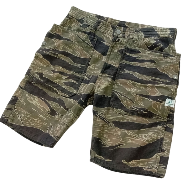 即決★SASSAFRAS ササフラス フォールリーフ ショーツ S タイガーカモ ショートパンツ カモフラ 迷彩【送料無料】