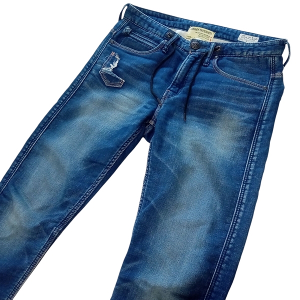 即決★TAVERNITI タバニティー Blackie イージー ジョグ デニム パンツ W30 インディゴ USED加工 ジョガー スウェットパンツ【送料無料】
