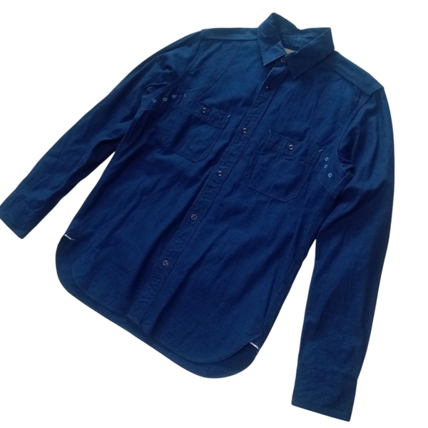即決★美品 Nigel Cabourn ナイジェル ケーボン ニュー メディカル シャツ NEW MEDICAL SHIRT インディゴ 48 濃紺【送料無料】