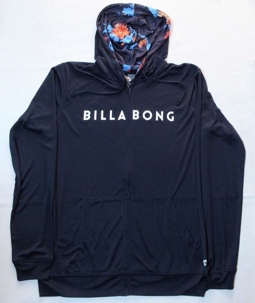 BILLABONG ビラボン RASH ジップ フード ラッシュガード Mサイズ ネイビー BE01A852 水着 サーフィン 海 上着