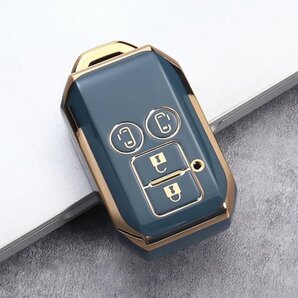 スズキ キーケース スイフト ワゴンR ハスラー ジムニー シエラ クロスビー イグニス ソリオ スペーシア 金青 4ボタンタイプ