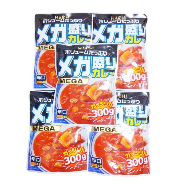 ハチ食品 ボリュームたっぷりメガ盛りカレー 辛口 300g5袋セット レトルトカレー MEGA 辛党 激辛