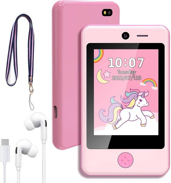 PTHTECHUS 子供向け 音楽携帯 教育 電話 おもちゃ キッズフォン 3.8インチ タッチパネル 子供向け スマートフォン 女の子
