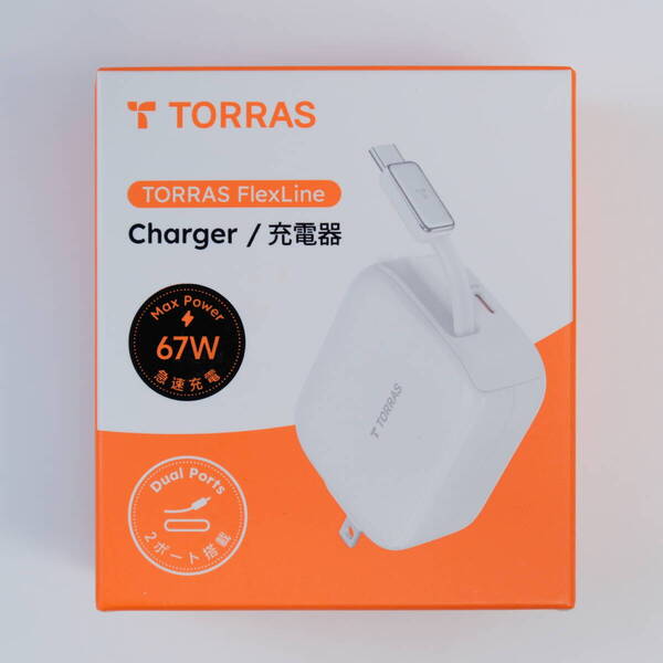 TORRAS FlexLine 67W 急速充電器 巻き取り式 Type-C 2ポート ケーブルー体型 GaNIII技術 折畳み式プラグ PD3.1/QC4.0/PPS等規格対応