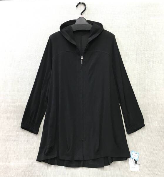 【新品】春夏 綿100% 日本製コットンメッシュ素材 フードエリデザイン ジップジャケット Mサイズ 送料無料 透け感のある シアー素材