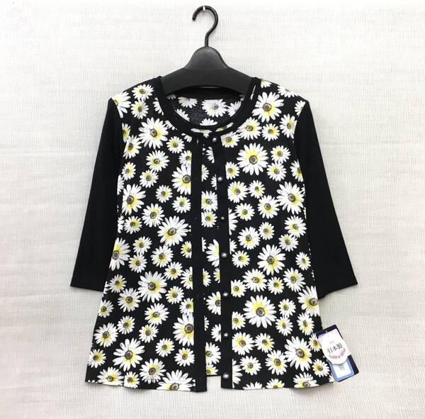 【新品】M 日本製 婦人 夏服 アンサンブル Mサイズ 上質 綿100% 送料無料 手洗いOK さらさら強撚糸 7分袖カーディガン 半袖カットソー