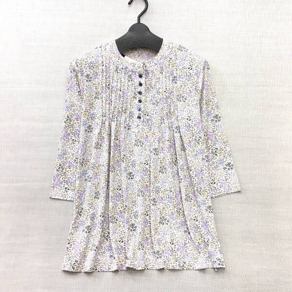 【新品】春夏 涼感素材 7分袖 ピンタックデザイン プルオーバー さらさら カットソー M-Lサイズ 婦人 送料無料C 半開 胸元のピンタック