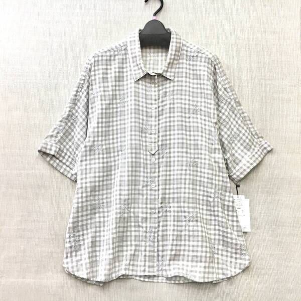 【訳あり新品】婦人 綿レーヨン やわらか ガーゼ素材 ドルマンスリーブ ブラウス M表示 ワンサイズ(M-3L) 送料無料 手洗いOK 刺繍生地