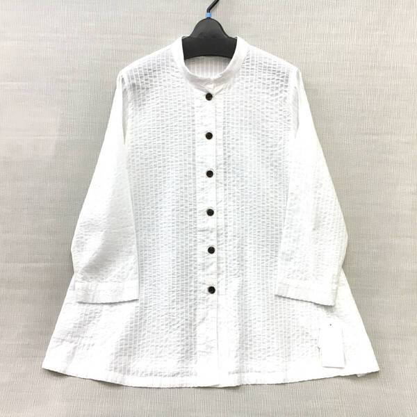 【新品】L 春夏 ブラウス ジャケット 綿100% Lサイズ 送料無料 婦人 レディース ステッチング生地 風通るAライン シャツジャケット