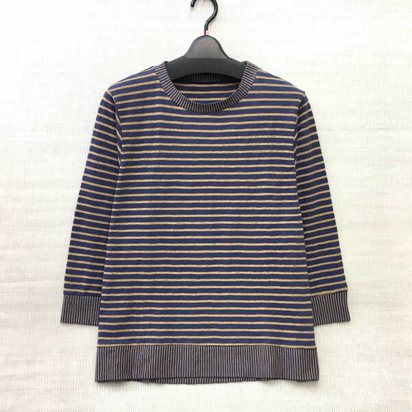 【新品】涼感 薄手 8分袖 デザイン Tシャツ M-Lサイズ 送料無料n 婦人 レディース スラブ糸 綿72% 手洗いOK ボーダー リラックスフィット