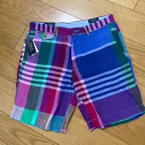 ポロラルフローレン ショートパンツ ハーフパンツ 麻チェック柄 W32