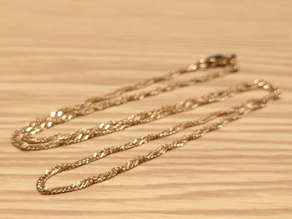 【French Vintage】K18 GOLD Twist Chain Necklace/フランス製ヴィンテージ18金ツイストチェーンネックレス/humマルコムベッツ