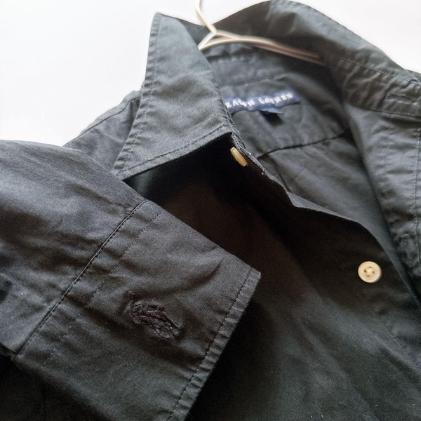 希少 袖ポニー Ralph Lauren ラルフローレン 長袖シャツ 7 S 同色ポニー 刺繍 古着 ヴィンテージ ビンテージ 80年代 90 80s 90s きれいめ