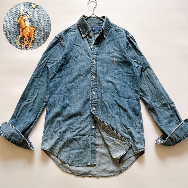 定番 Ralph Lauren ラルフローレン デニムシャツ ダンガリーシャツ シャンブレーシャツ ボタンダウン BDシャツ 長袖 ポニー刺繍