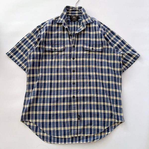 三つ星タグ 3つ星 RRL ダブルアールエル Ralph Lauren ラルフローレン タータンチェックシャツ 半袖 木村拓哉 キムタク グランメゾン東京 L