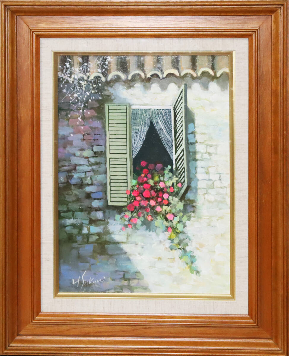 今関アキラコ【窓辺の花】希少画集画、状態良好、新品高級額装付 阪脇郁子、【Thoughtful】、希少な限定額装用画集画、新品高級額