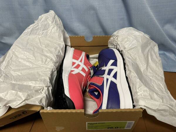 税込 送料無料 未使用 アシックス 安全靴 WINJOB CP301 FCP301-500 WIDE 26.0cm パープル×ピンク asics 限定色【A-127】