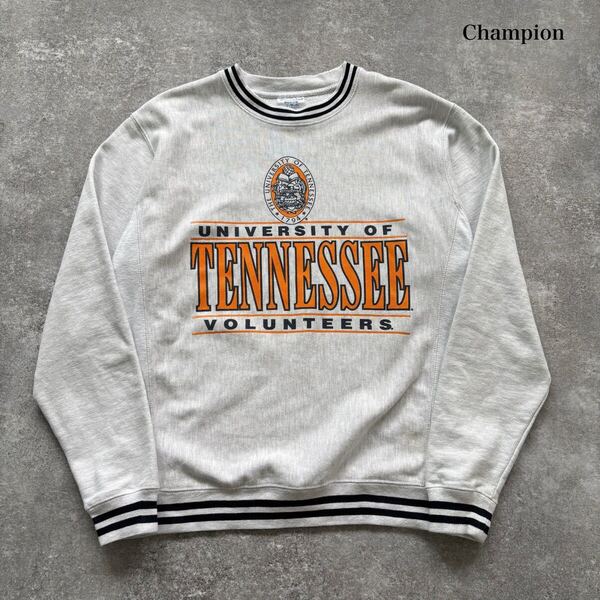 【Champion】チャンピオン リバースウィーブ スウェットトレーナー 4段プリント クルーネック リブライン テネシー大学 TENNESSEE (M)