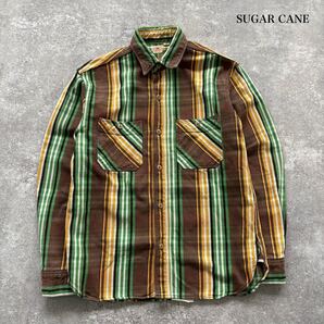 【SUGAR CANE】SC25125 シュガーケーン フランネルワークシャツ ネルシャツ 長袖シャツ ワークシャツ ボタンダウンシャツ コットン (M)