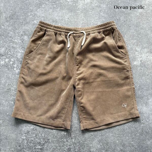 【Ocean pacific】オーシャンパシフィック OP コーデュロイショーツ ショートパンツ ハーフパンツ ウエストゴム 刺繍ロゴ 夏の定番アイテム