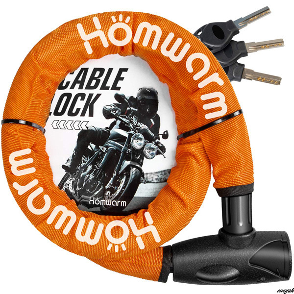 【極太ワイヤーで強固な防犯性能を実現。バイク自転車用チェーンロック】 オレンジ バイクロック チェーンロック 自転車 防犯 防水