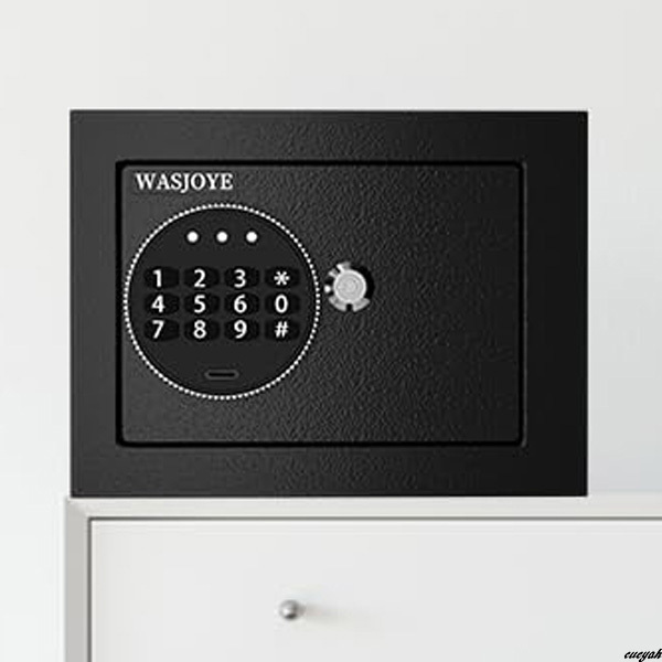 【通帳、現金、パスポート保険証などの保管に最適な小型金庫】 小型金庫 家庭用 テンキー式 電子金庫 防犯アラーム 緊急キー付き 防犯用品