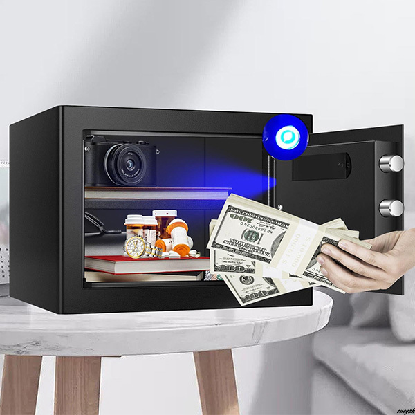 【耐火バッグ付きで重要書類を安全に保管。耐火テンキー式電子金庫】 30L ブラック 電子金庫 家庭用 耐火 書類保管 防犯 テンキー式