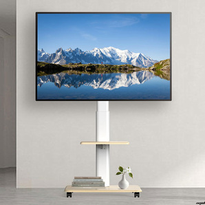 【32〜70型対応、壁寄せ可動式テレビスタンド】 キャスター付きテレビ台 32~70インチ ウッド製ベース VESA規格対応 業務用