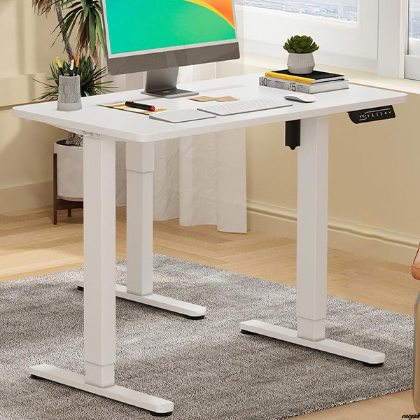 【コンパクトで狭い部屋にもぴったり!】 ホワイト 電動昇降デスク ワンタッチ調整 スタンディングデスク 小型 おしゃれ シンプル